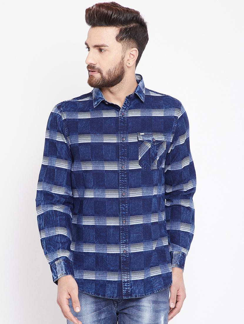 blue checkered casual shirt - 15916837 - Zoom Image - 1