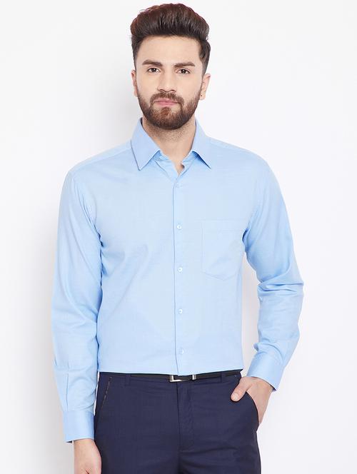 light blue solid formal shirt - 15916854 - Standard Image - 1