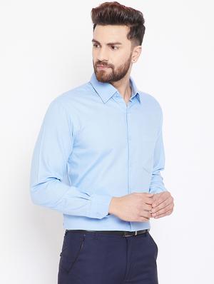 light blue solid formal shirt - 15916854 - Standard Image - 2