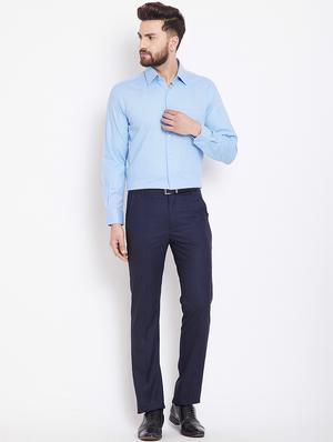 light blue solid formal shirt - 15916854 - Standard Image - 4