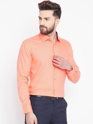 orange solid formal shirt - 15916855 - Standard Image - 2