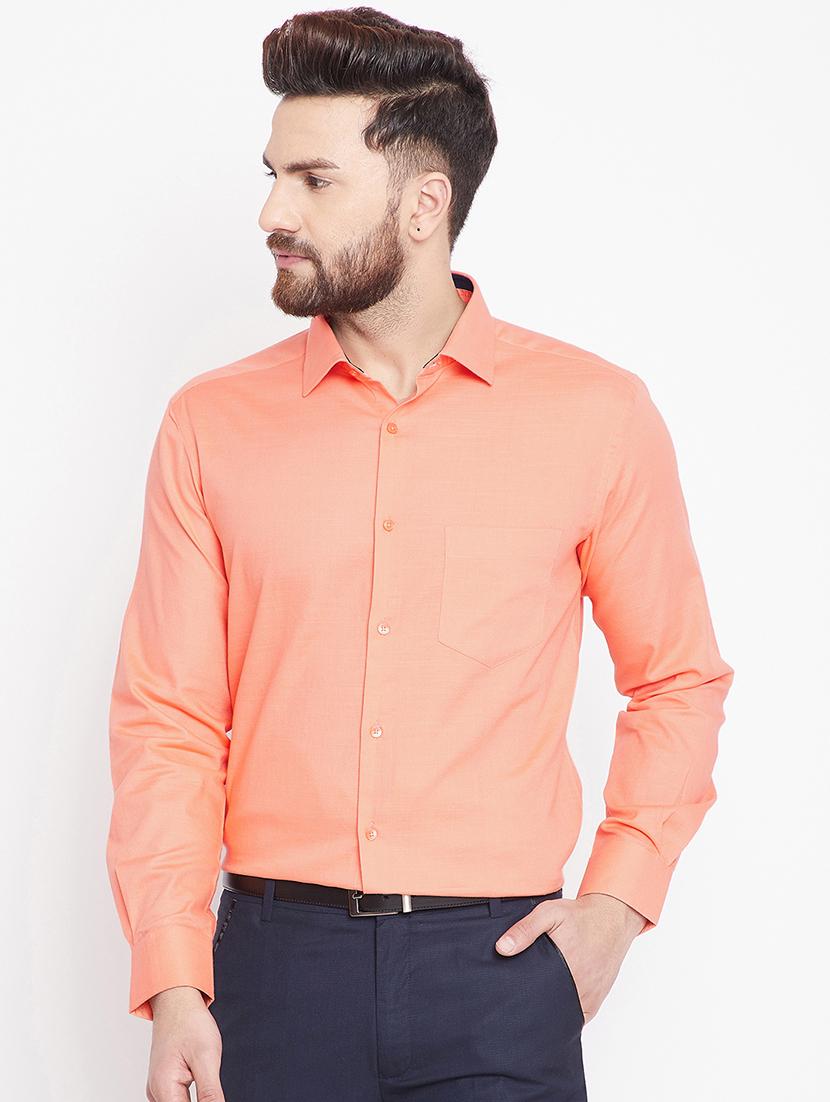 orange solid formal shirt - 15916855 - Zoom Image - 1