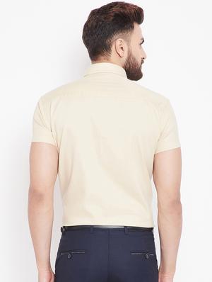 beige solid formal shirt - 15916858 - Standard Image - 3