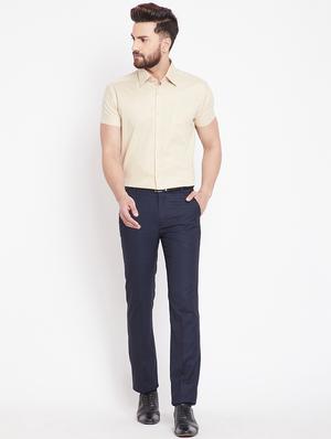 beige solid formal shirt - 15916858 - Standard Image - 4