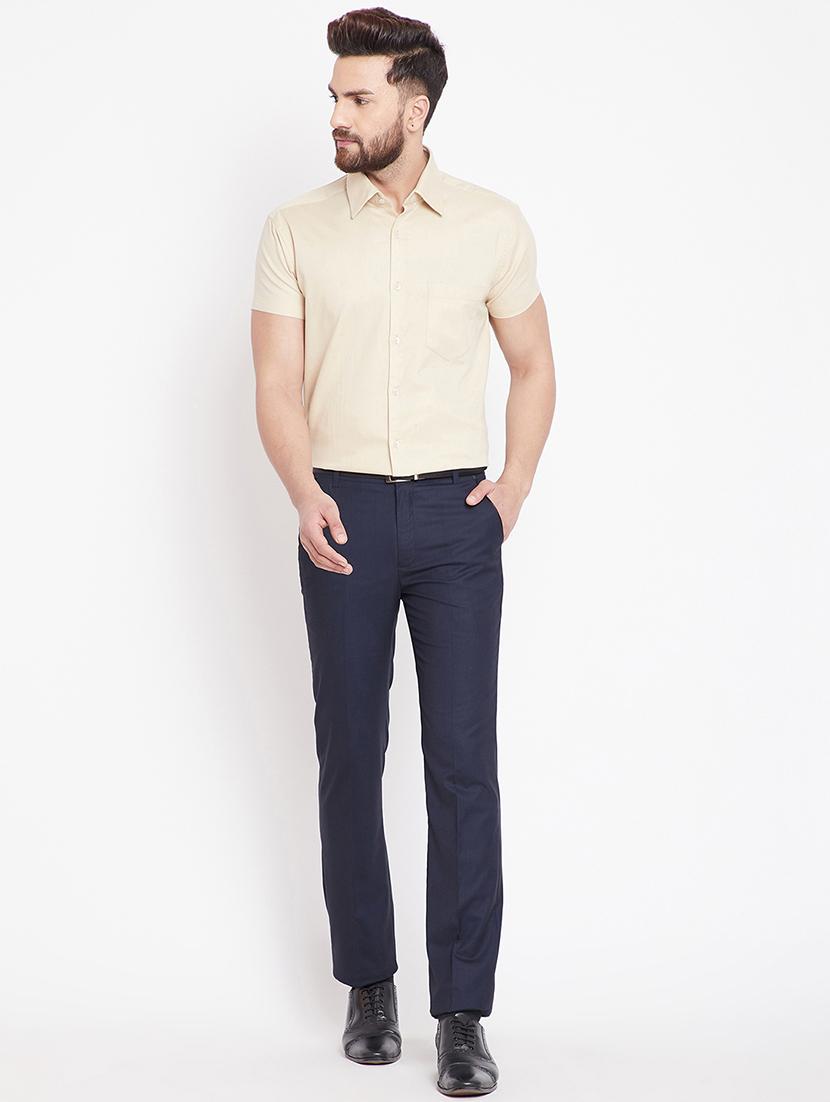 beige solid formal shirt - 15916858 - Zoom Image - 4