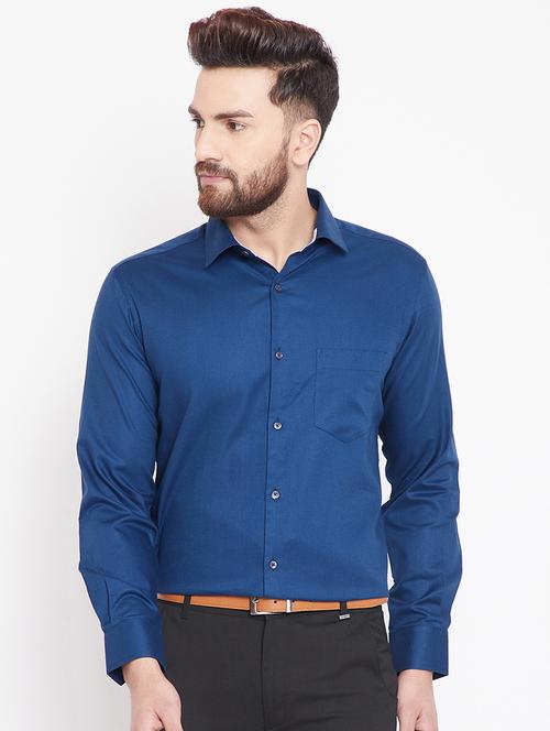 navy blue solid formal shirt - 15916865 - Very Small Image - 1
