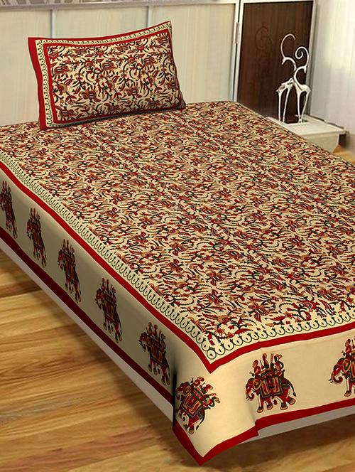144 tc cotton single bedsheet with 1 pillow cover - 15917900 - Standard Image - 1