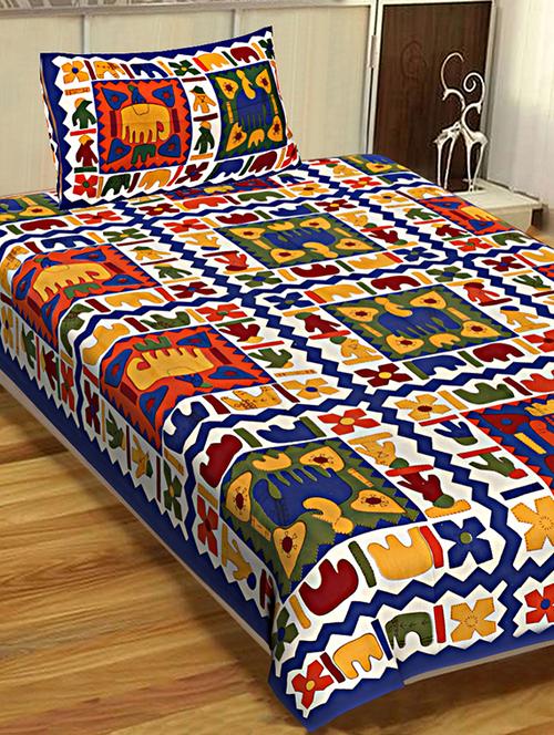 144 tc cotton single bedsheet with 1 pillow cover - 15917907 - Standard Image - 1