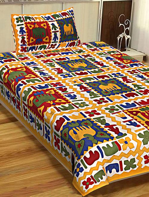 144 tc cotton single bedsheet with 1 pillow cover - 15917909 - Standard Image - 1