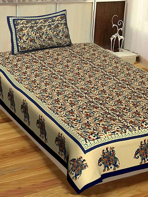 144 tc cotton single bedsheet with 1 pillow cover - 15917948 - Standard Image - 1