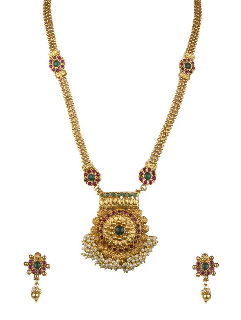 gold brass long necklace - 15918246 - Zoom Image - 2