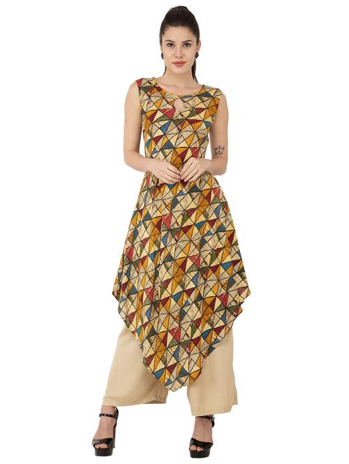 geometrical asymmetric kurta - 15918417 - Standard Image - 1