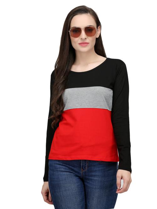color block round neck tee - 15918673 - Standard Image - 1
