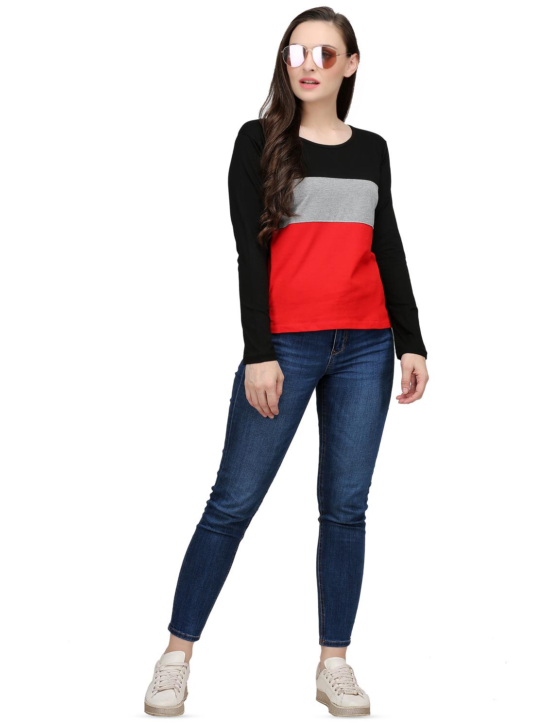 color block round neck tee - 15918673 - Zoom Image - 4