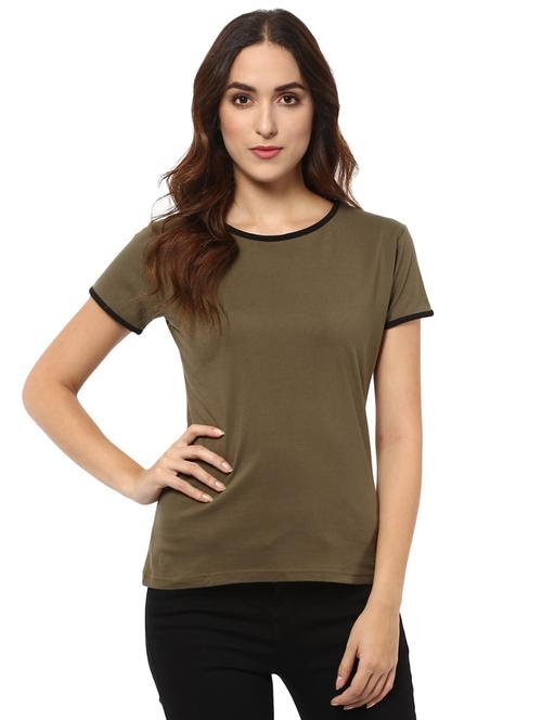 contrast binding short sleeved tee - 15918676 - Standard Image - 1
