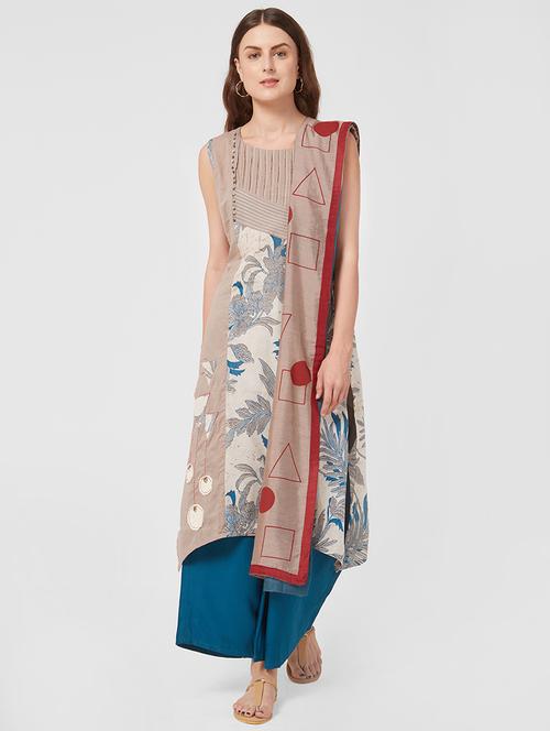 Printed kurta palazzo suit set - 15918863 - Very Small Image - 1