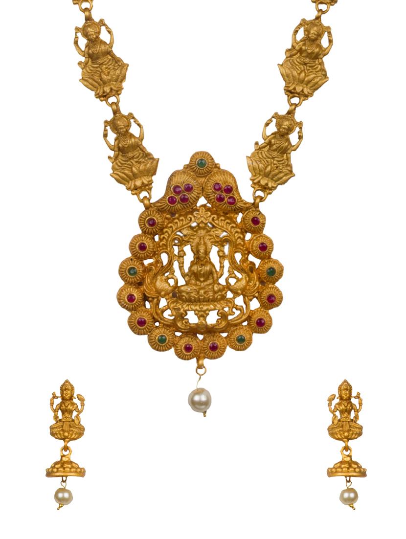 gold brass short necklace - 15918883 - Zoom Image - 1