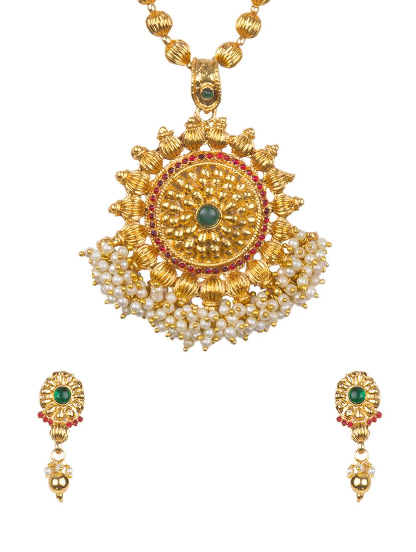 gold brass long necklace - 15918891 - Zoom Image - 2