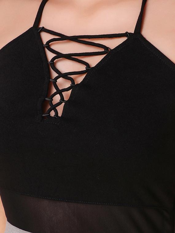 criss cross detail striped high slit dress - 15918911 - Zoom Image - 4