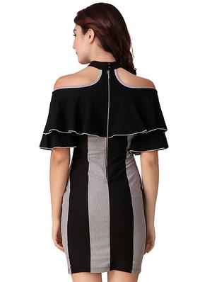 ruffled overlay striped sheath dress - 15918915 - Standard Image - 3