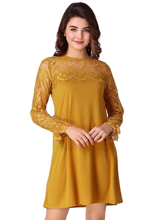 lace paneled a-line dress - 15918917 - Zoom Image - 1