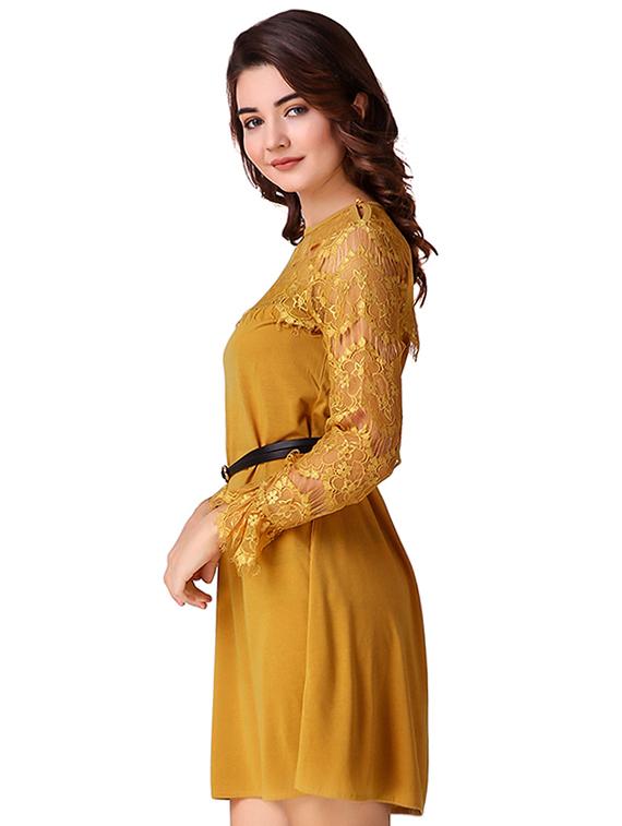 lace paneled a-line dress - 15918917 - Zoom Image - 2