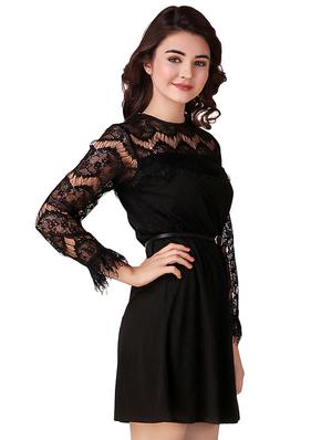 lace paneled a-line dress - 15918919 - Standard Image - 2