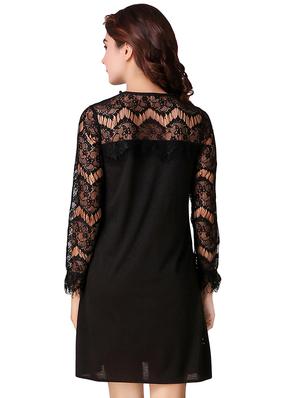 lace paneled a-line dress - 15918919 - Standard Image - 3