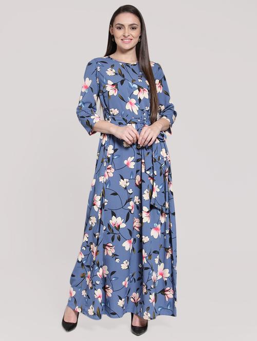tie up waist floral maxi dress - 15919023 - Standard Image - 1