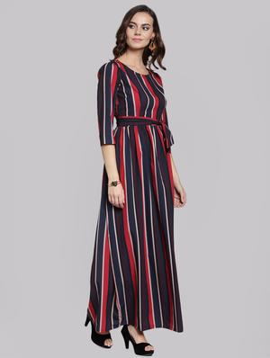 tie up waist striped maxi dress - 15919032 - Standard Image - 3
