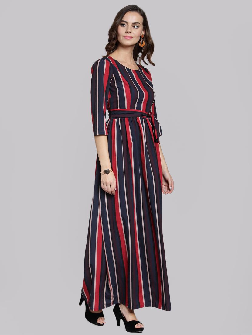 tie up waist striped maxi dress - 15919032 - Zoom Image - 3