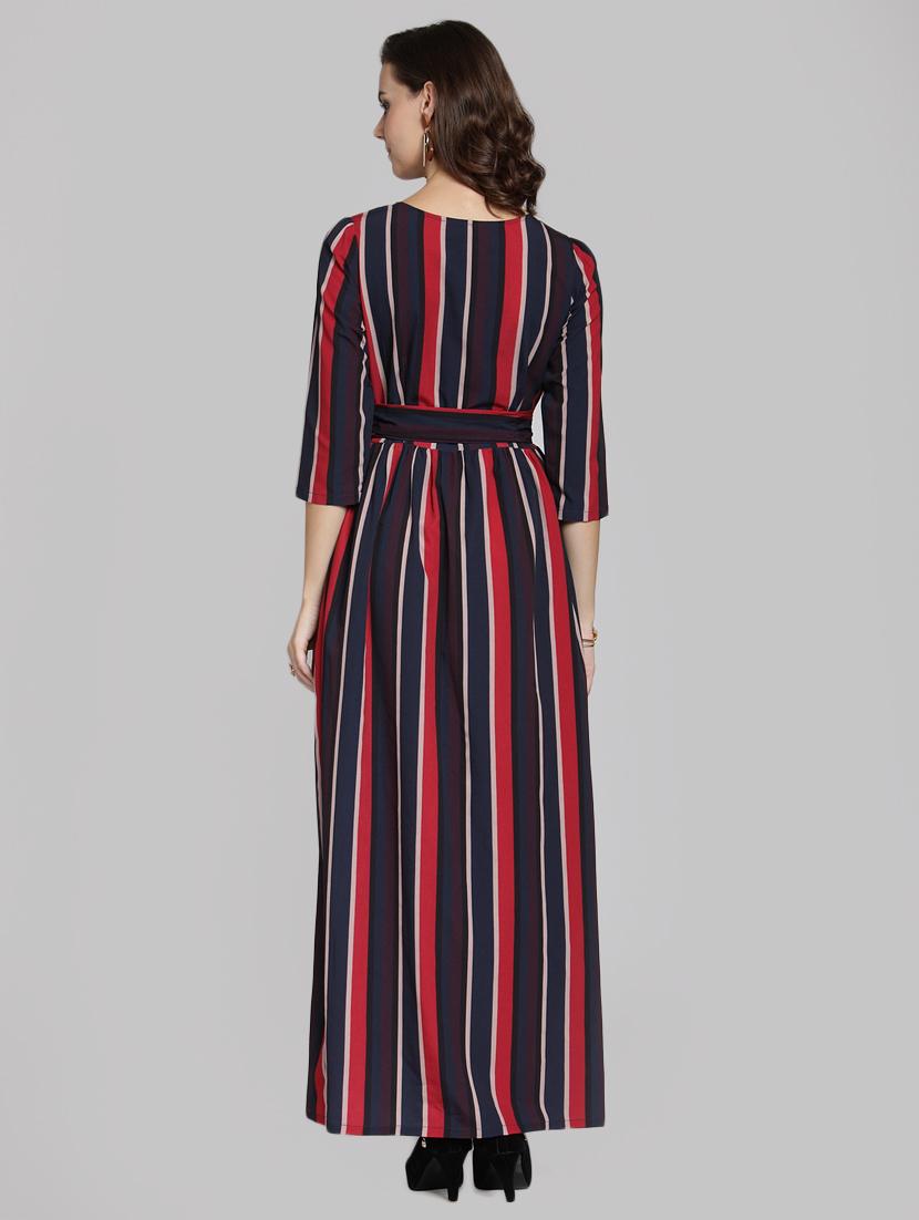 tie up waist striped maxi dress - 15919032 - Zoom Image - 4