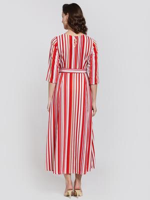 tie up waist striped maxi dress - 15919036 - Standard Image - 3