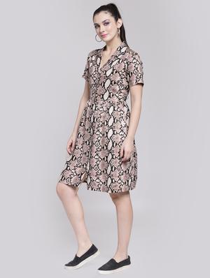 snake print button up a-line dress - 15919037 - Standard Image - 2
