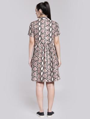 snake print button up a-line dress - 15919037 - Standard Image - 3
