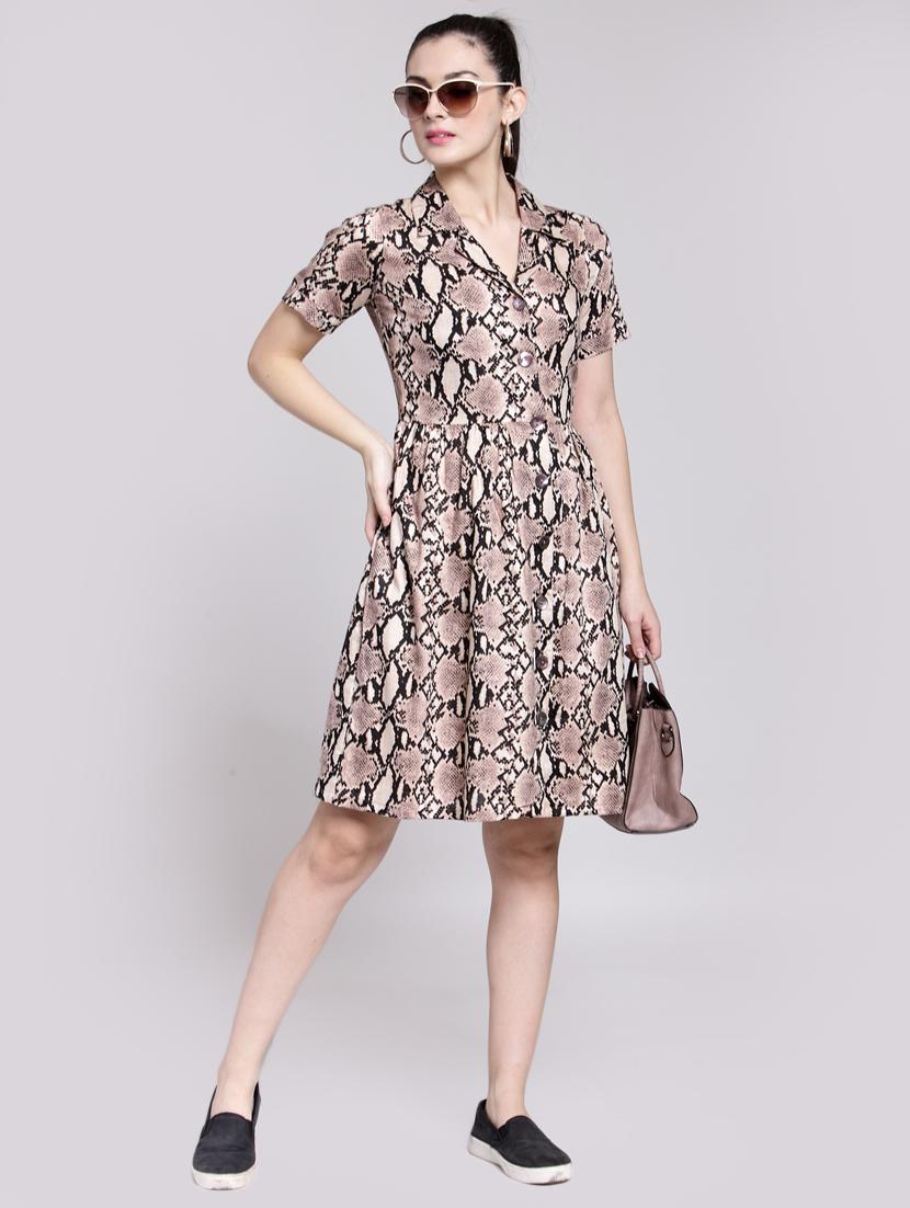 snake print button up a-line dress - 15919037 - Zoom Image - 1