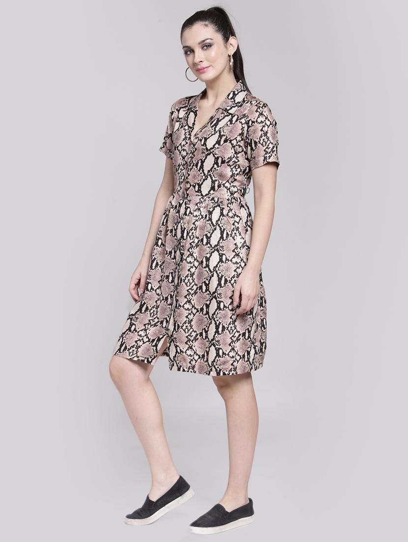 snake print button up a-line dress - 15919037 - Zoom Image - 2