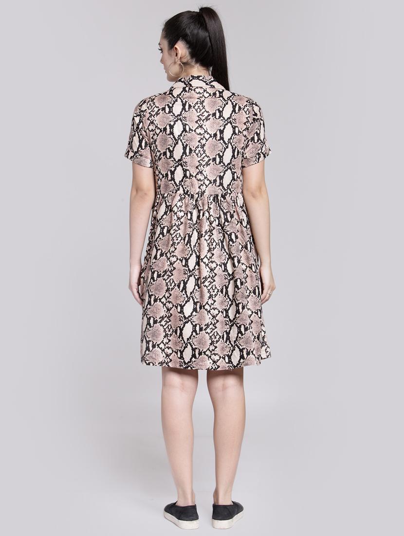 snake print button up a-line dress - 15919037 - Zoom Image - 3