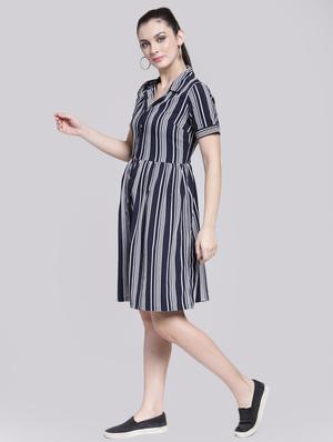 striped button up a-line dress - 15919038 - Standard Image - 2