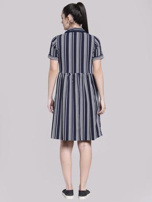 striped button up a-line dress - 15919038 - Standard Image - 3