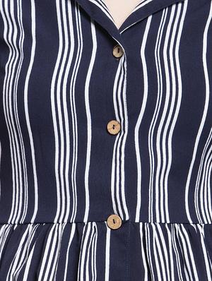 striped button up a-line dress - 15919038 - Standard Image - 4