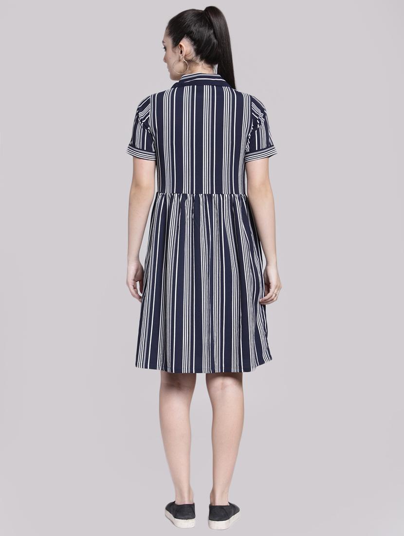 striped button up a-line dress - 15919038 - Zoom Image - 3