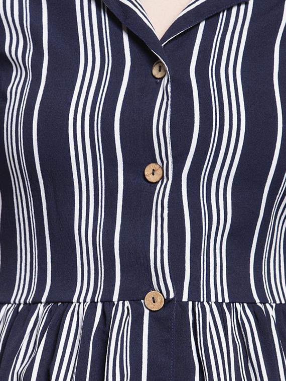 striped button up a-line dress - 15919038 - Zoom Image - 4