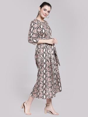 tie front animal print a-line dress - 15919040 - Standard Image - 2