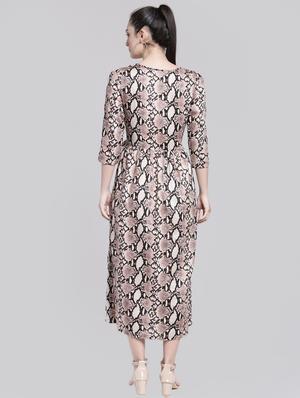 tie front animal print a-line dress - 15919040 - Standard Image - 3