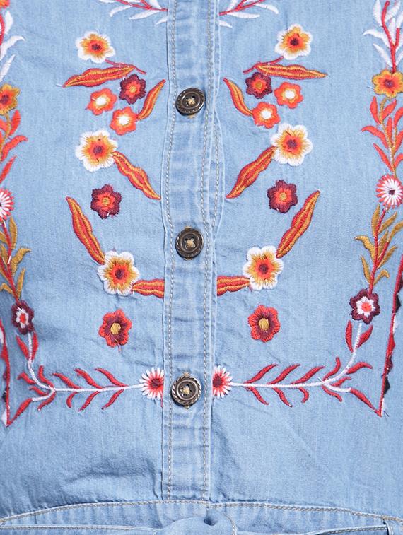 tie up front embroidered dress - 15919041 - Zoom Image - 4