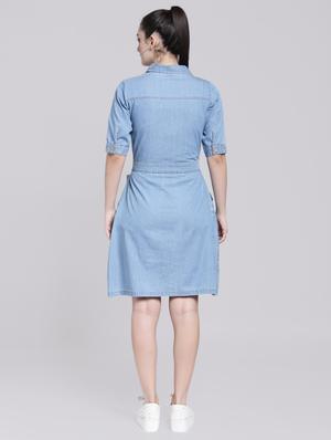 tie up front embroidered a-line dress - 15919048 - Standard Image - 3
