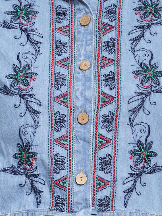 tie up front embroidered a-line dress - 15919048 - Zoom Image - 4
