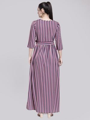 tie up waist striped maxi dress - 15919055 - Standard Image - 3