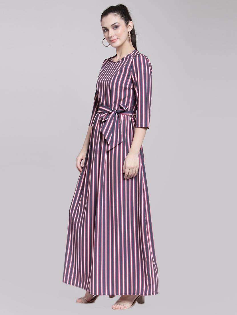 tie up waist striped maxi dress - 15919055 - Zoom Image - 2